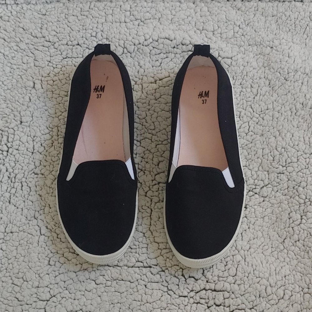 Black and white H&M loafers